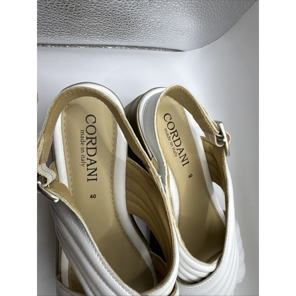 Cordani Yvonne Platform Wedge Sandals Tan Golden White  Womens 40 Made in Italy - Picture 4 of 9